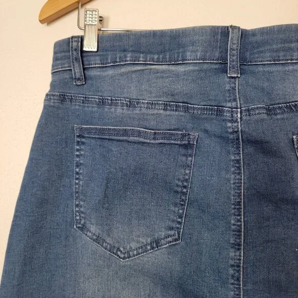 Czelrine Womens Blue Stretch Denim Pencil Skirt XXL With Button & Zip Closure - Picture 7 of 7